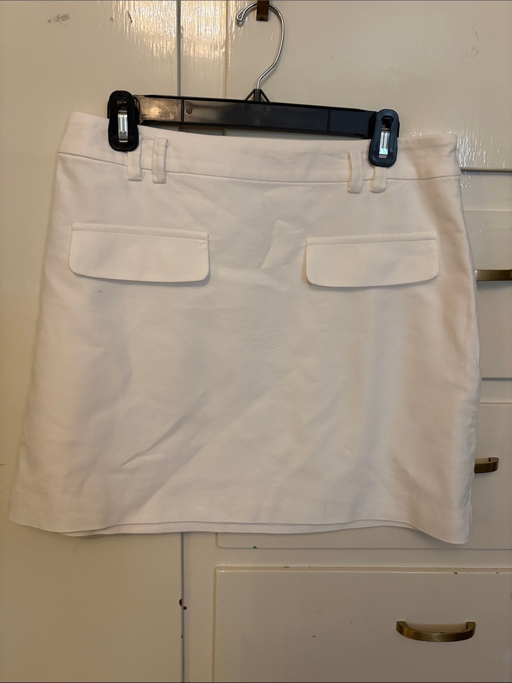 LOFT White Mini Skirt with Front Flap Pockets